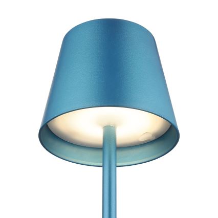Globo - Dimbare oplaadbare buitentafellamp met aanraakbediening 3-in-1 LED/3W/5V 3000/4000/5000K IP54 1800 mAh blauw