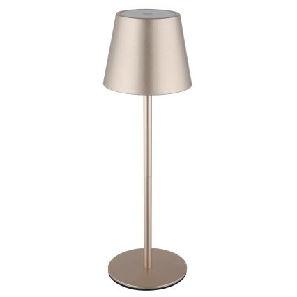 Globo - Dimbare, oplaadbare buitentafellamp met aanraakbediening 3-in-1 LED/3W/5V 3000/4000/5000K IP54 1800 mAh messing