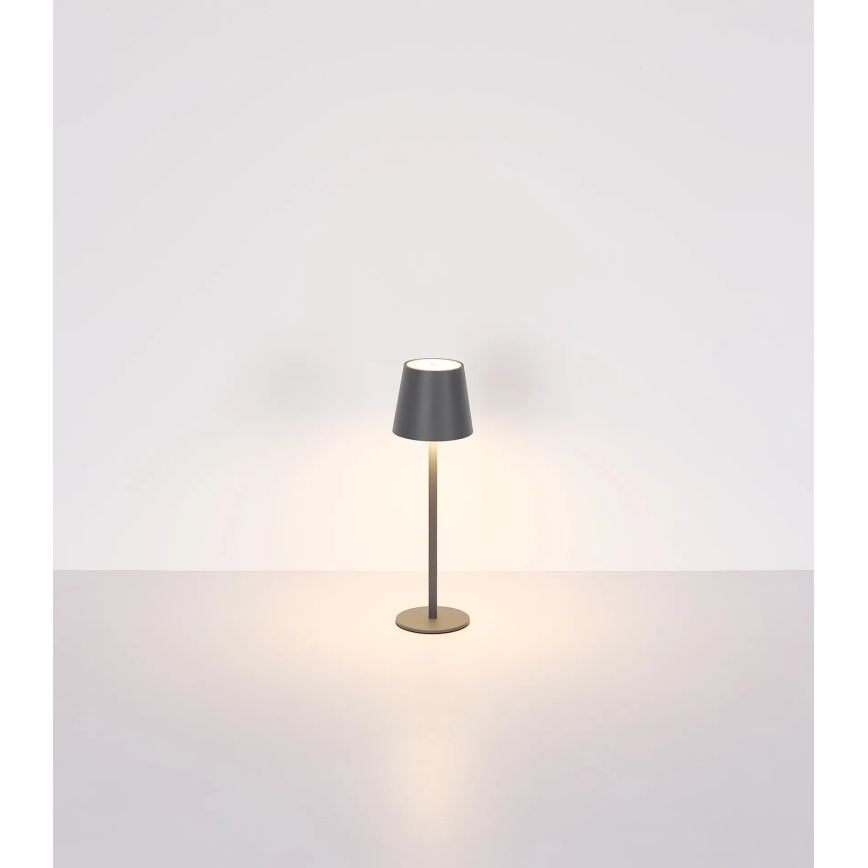 Globo - 3-in-1 dimbare LED aanraakgevoelige oplaadbare buitentafellamp 3W/5V 3000/4000/5000K IP54 1800 mAh grijs
