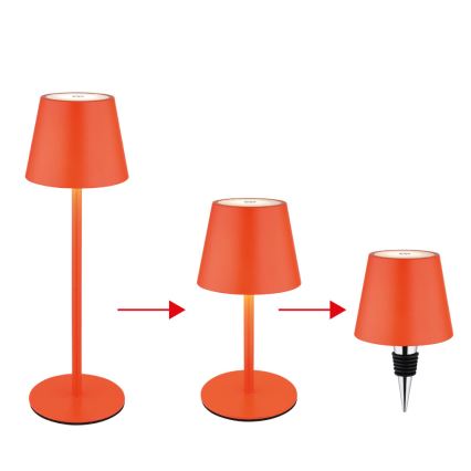 Globo - LED dimbare, aanraakgevoelige oplaadbare buitentafellamp 3-in-1 LED/3W/5V 3000/4000/5000K IP54 1800 mAh rood