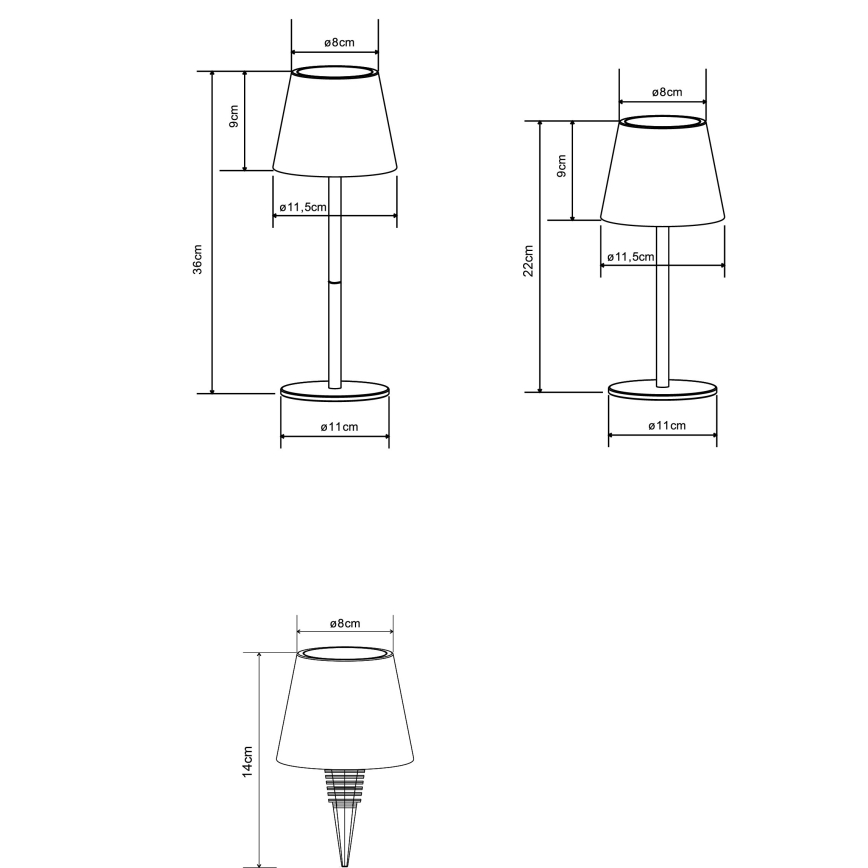 Globo - LED dimbare tafellamp voor buiten met aanraakbediening en oplaadbare batterij, 3-in-1 LED/3W/5V 3000/4000/5000K IP54 1800 mAh