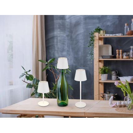 Globo - LED-dimbare aanraak- en oplaadbare buitentafellamp 3-in-1 LED/3W/5V 3000/4000/5000K IP54 1800 mAh wit