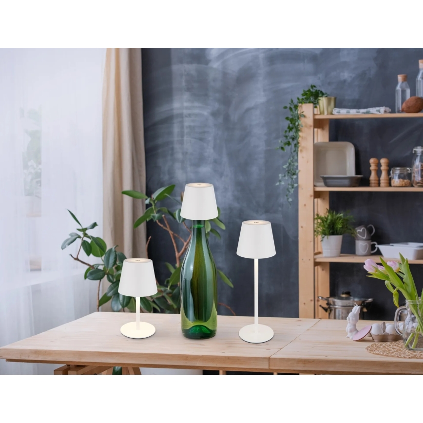 Globo - LED-dimbare aanraak- en oplaadbare buitentafellamp 3-in-1 LED/3W/5V 3000/4000/5000K IP54 1800 mAh wit