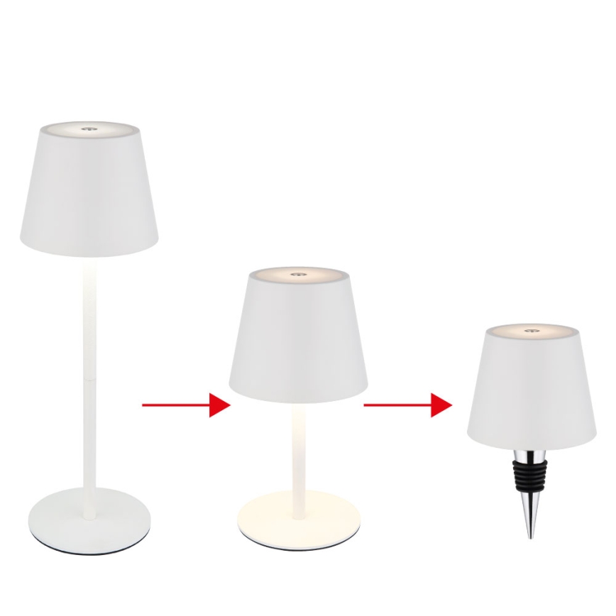 Globo - LED-dimbare aanraak- en oplaadbare buitentafellamp 3-in-1 LED/3W/5V 3000/4000/5000K IP54 1800 mAh wit