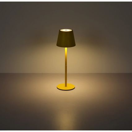 Globo - Dimbare, oplaadbare tafellamp voor buiten met aanraakbediening, 3-in-1, LED/3W/5V, 3000/4000/5000K, IP54, 1800 mAh, geel
