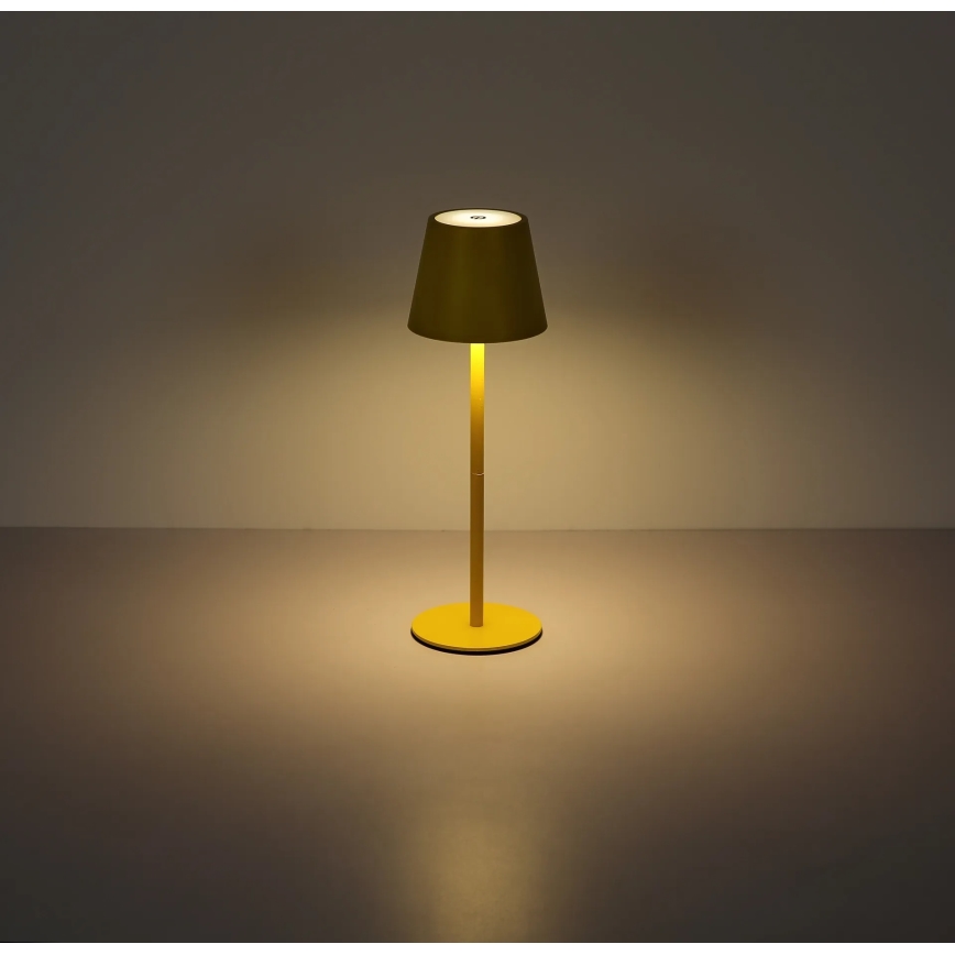 Globo - Dimbare, oplaadbare tafellamp voor buiten met aanraakbediening, 3-in-1, LED/3W/5V, 3000/4000/5000K, IP54, 1800 mAh, geel