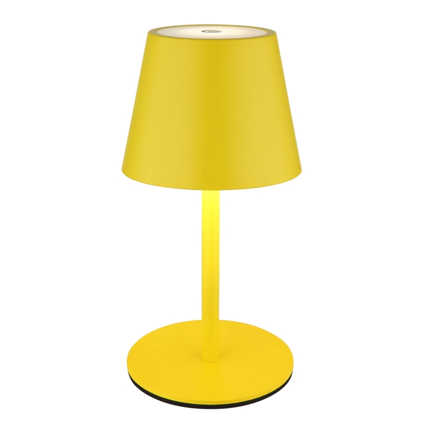 Globo - Dimbare, oplaadbare tafellamp voor buiten met aanraakbediening, 3-in-1, LED/3W/5V, 3000/4000/5000K, IP54, 1800 mAh, geel
