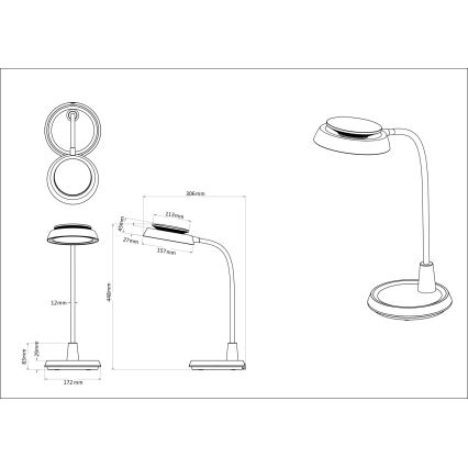 Globo - LED dimbare tafellamp met touchbediening LED/12W/230V 3000/4000/6500K zwart