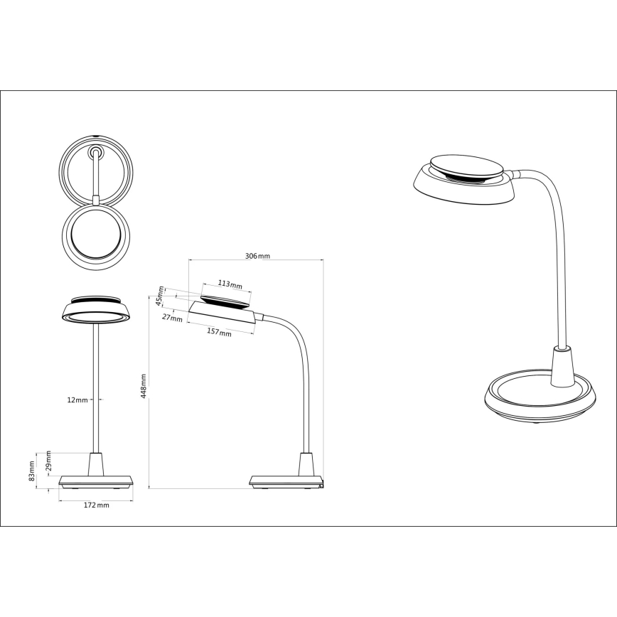 Globo - LED dimbare tafellamp met touchbediening LED/12W/230V 3000/4000/6500K zwart
