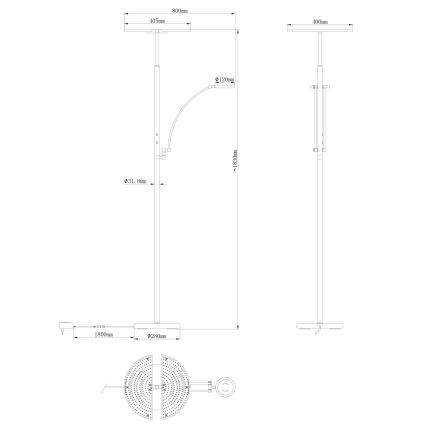 Globo - Dimbare LED-vloerlamp LED/40W/230V + LED/5,5W 2700/4000/6000K zwart