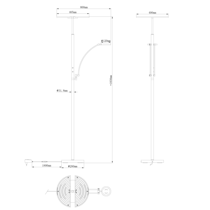 Globo - dimbare LED-vloerlamp LED/40W/230V + LED/5,5W 2700/4000/6000K mat chroom