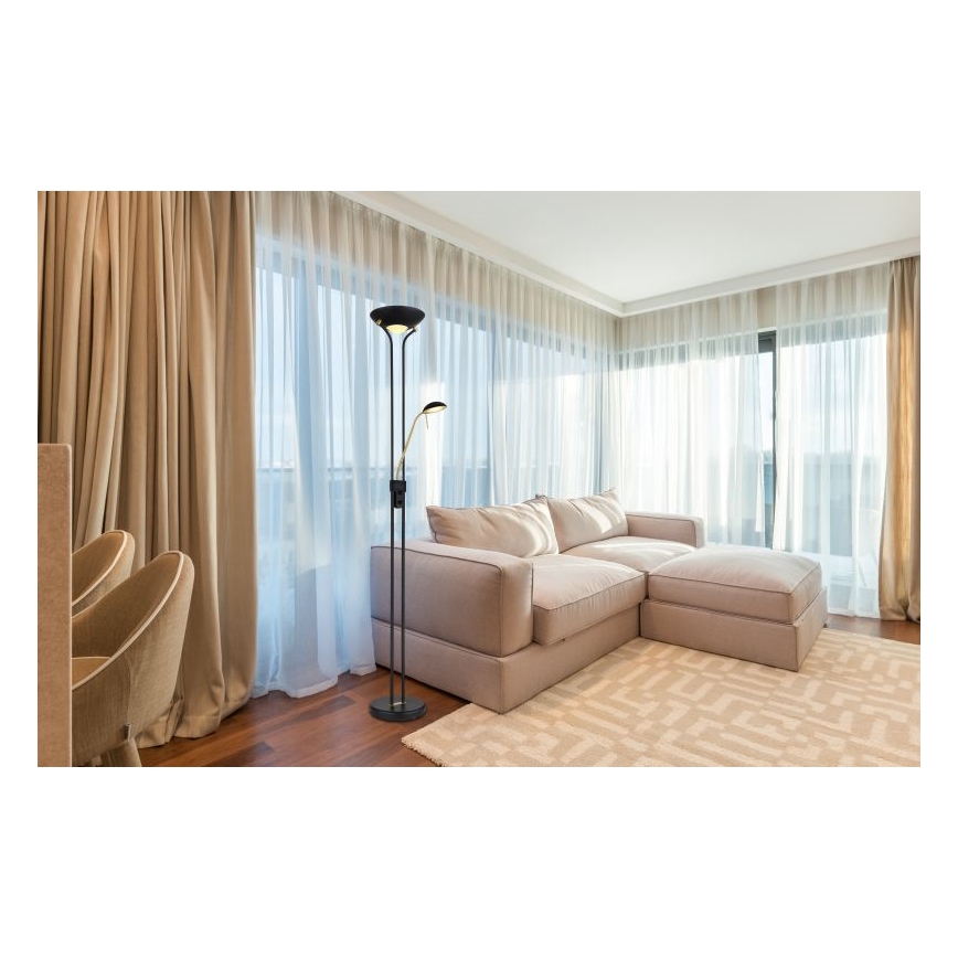 Globo - LED dimbare vloerlamp LED/20W/230V + LED/5,5W 3000K zwart/goud