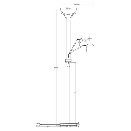 Globo - LED dimbare vloerlamp LED/20W/230V + LED/5,5W 3000K zwart/goud