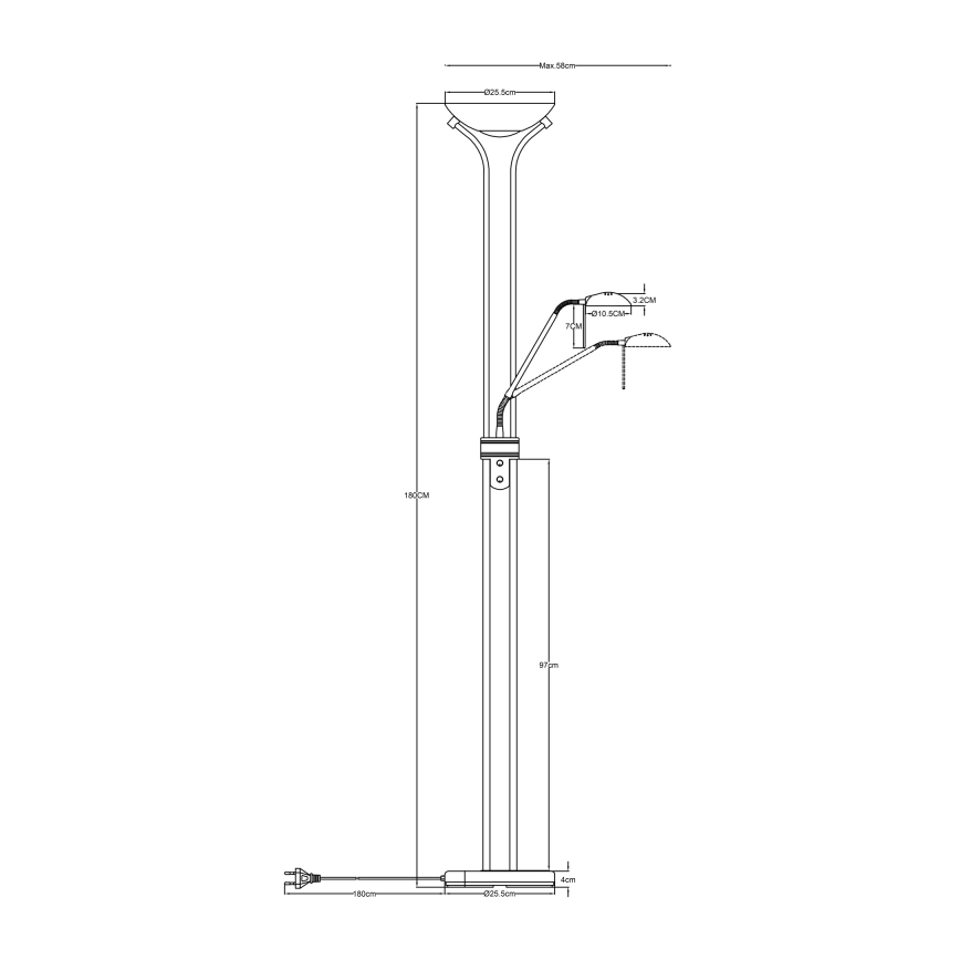 Globo - LED dimbare vloerlamp LED/20W/230V + LED/5,5W 3000K zwart/goud
