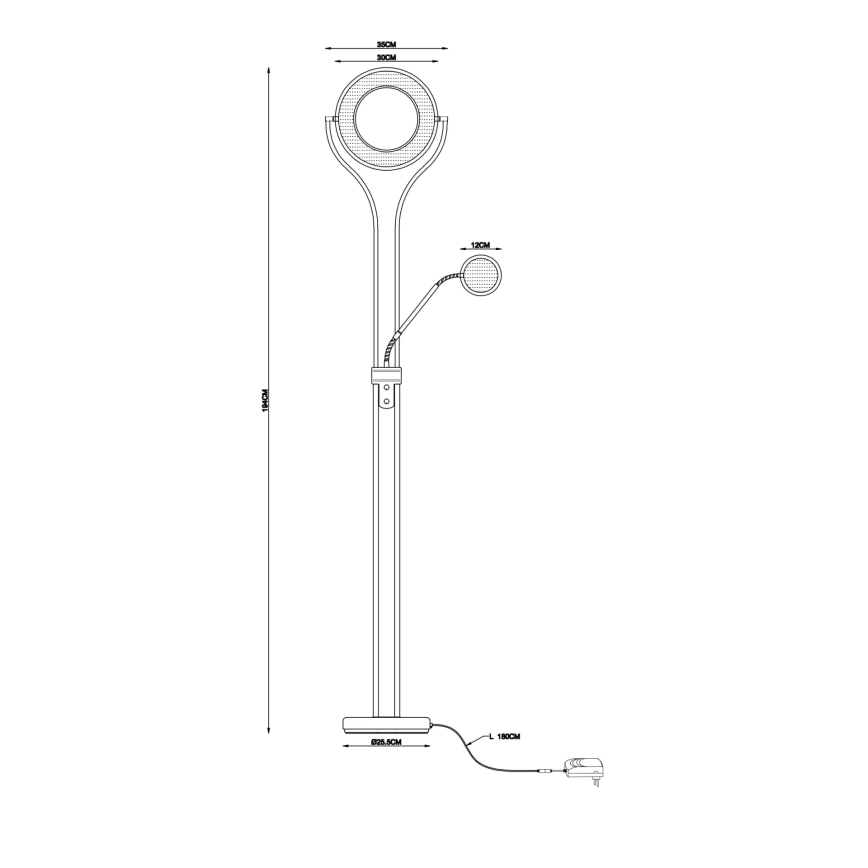 Globo - LED Dimbare vloerlamp LED/20W/230V + LED/4W 3000K mat chroom