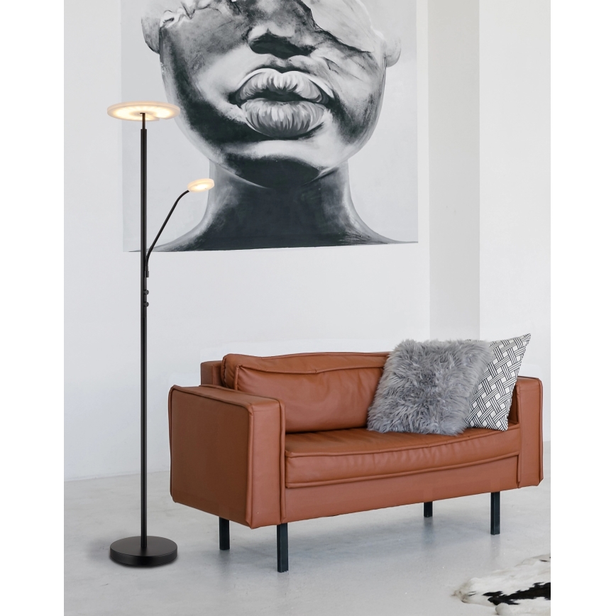 Globo - LED dimbare vloerlamp LED/28W/230V + LED/5W 3000K zwart