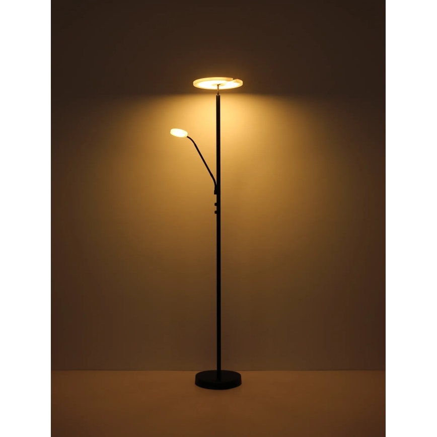 Globo - LED dimbare vloerlamp LED/28W/230V + LED/5W 3000K zwart