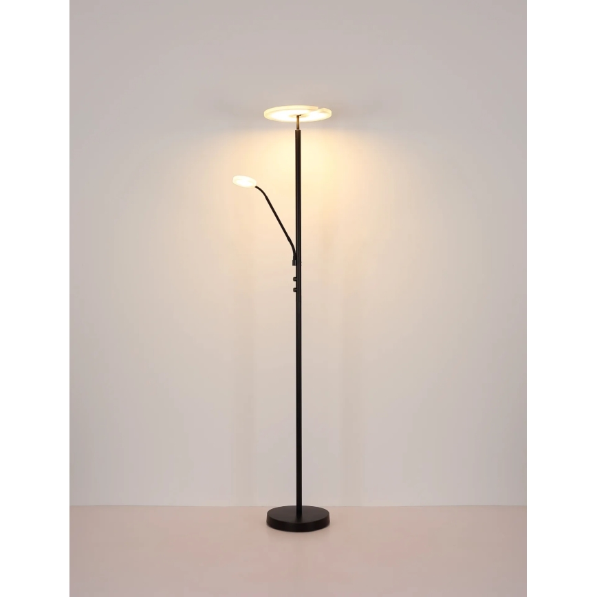 Globo - LED dimbare vloerlamp LED/28W/230V + LED/5W 3000K zwart
