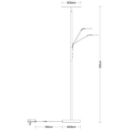 Globo - LED dimbare vloerlamp LED/28W/230V + LED/5W 3000K zwart