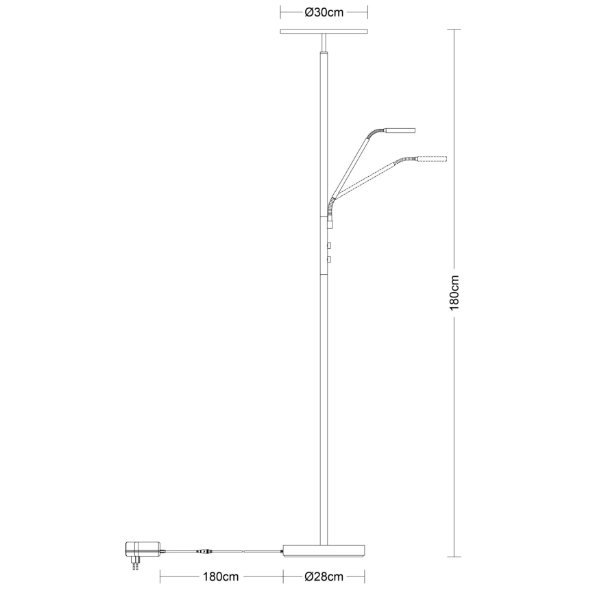 Globo - LED dimbare vloerlamp LED/28W/230V + LED/5W 3000K zwart
