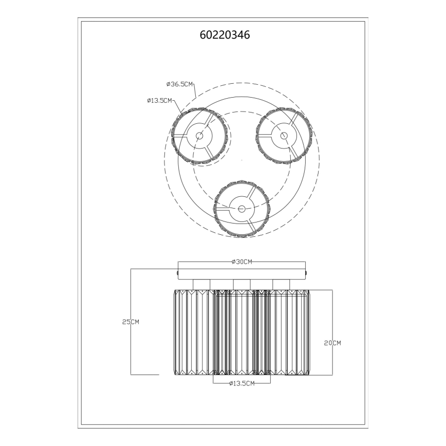 Globo - Plafondlamp 3xE27/60W/230V diameter 35 cm