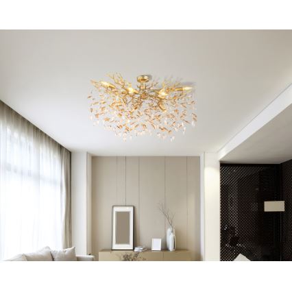 Globo - Kroonluchter aan stang 7xE14/40W/230V goud