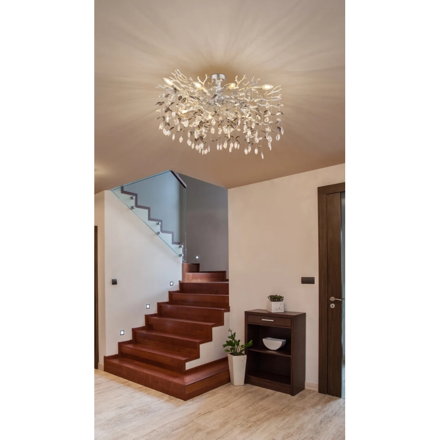 Globo - Hanglamp met stang 7xE14/40W/230V zilverkleurig