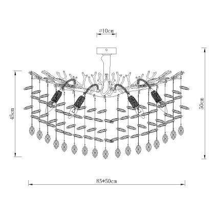 Globo - Hanglamp met stang 7xE14/40W/230V zilverkleurig