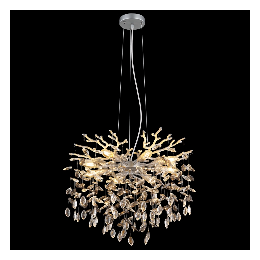 Globo - Kroonluchter met kabel 8xE14/40W/230V zilverkleurig