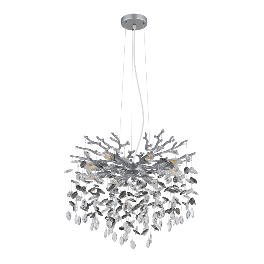 Globo - Kroonluchter met kabel 8xE14/40W/230V zilverkleurig