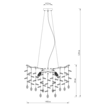 Globo - Kroonluchter met kabel 8xE14/40W/230V zilverkleurig