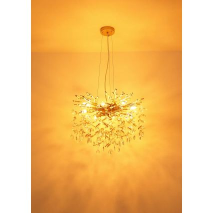 Globo - Hanglamp met kabel 10xE14/40W/230V goudkleurig