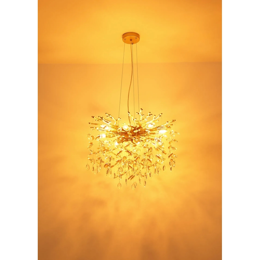 Globo - Hanglamp met kabel 10xE14/40W/230V goudkleurig