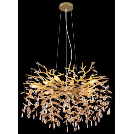 Globo - Hanglamp met kabel 10xE14/40W/230V goudkleurig