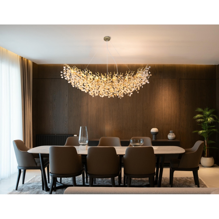 Globo - Luxe kroonluchter aan kabels 16xE14/40W/230V goudkleurig