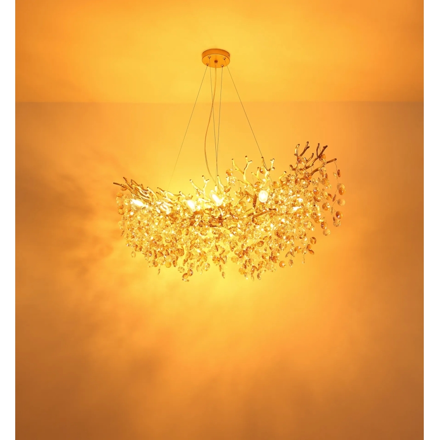 Globo - Luxe kroonluchter aan kabels 16xE14/40W/230V goudkleurig