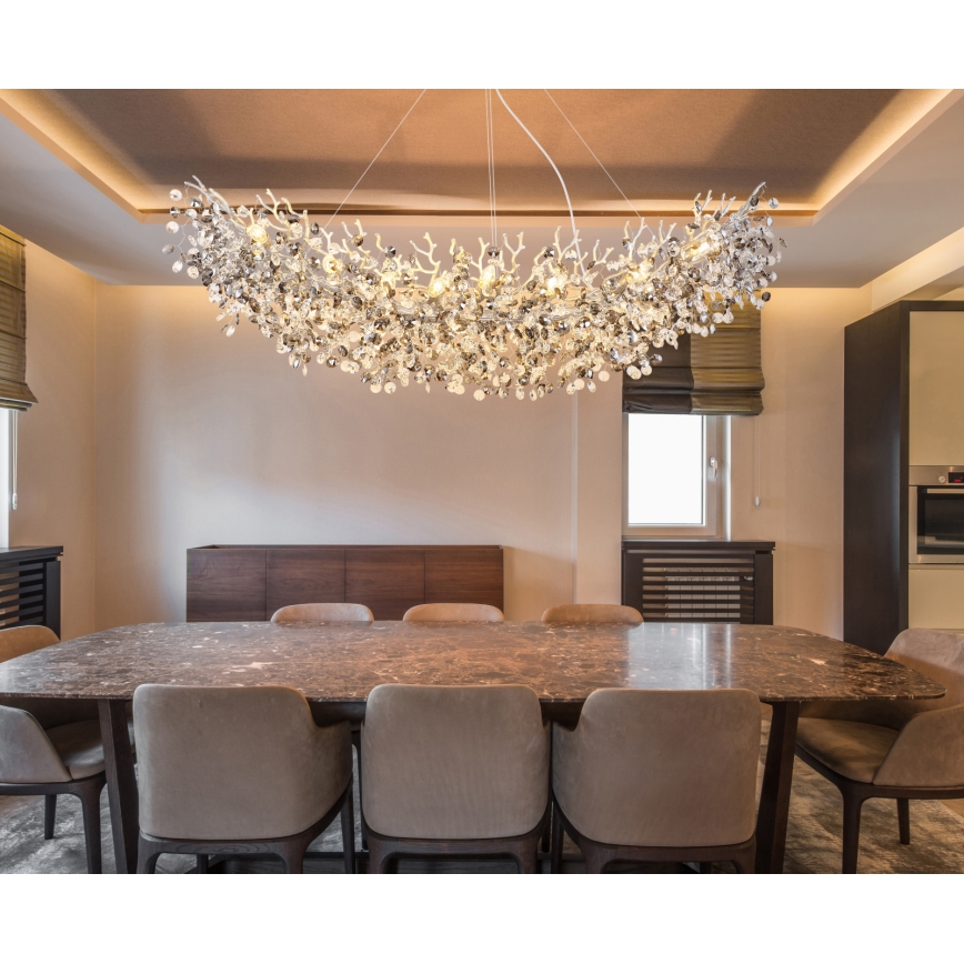 Globo - Hanglamp aan kabel 16xE14/40W/230V zilverkleurig
