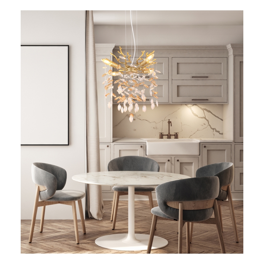 Globo - Hanglamp aan kabel 4xE14/40W/230V goudkleurig