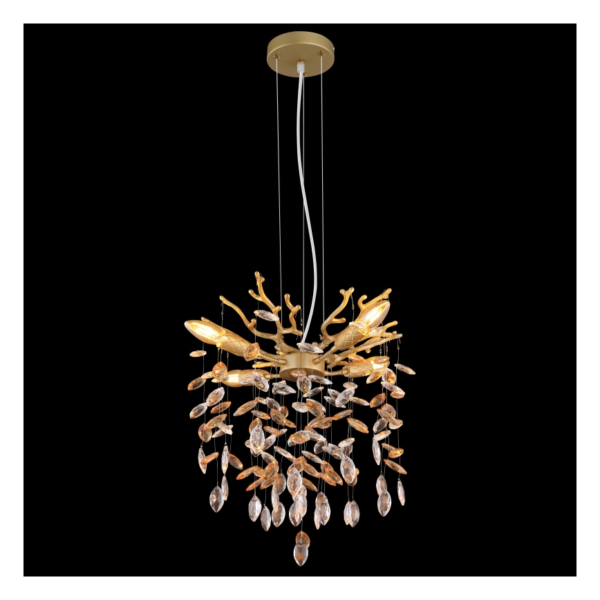 Globo - Hanglamp aan kabel 4xE14/40W/230V goudkleurig
