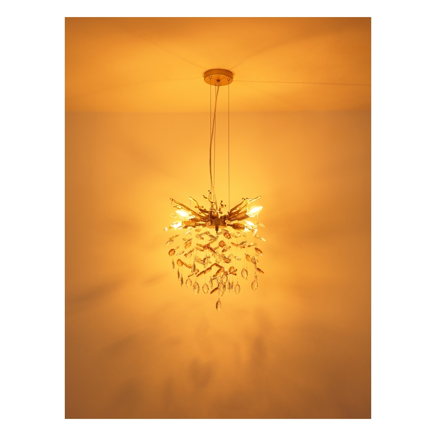 Globo - Hanglamp aan kabel 4xE14/40W/230V goudkleurig
