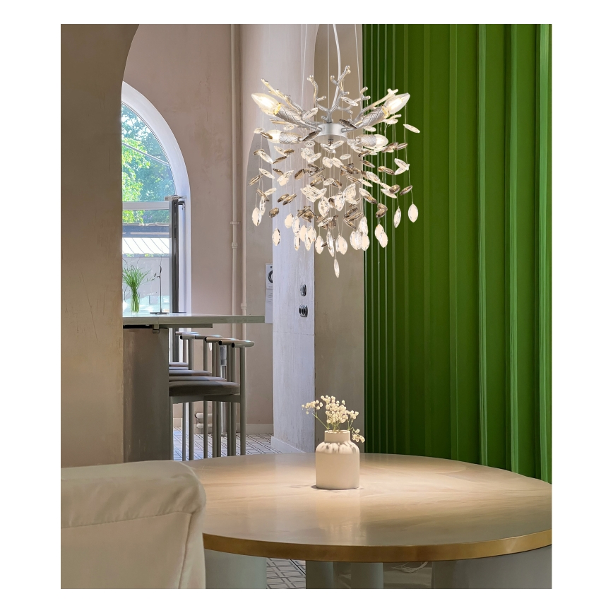 Globo - Hanglamp met kabel 4xE14/40W/230V zilver