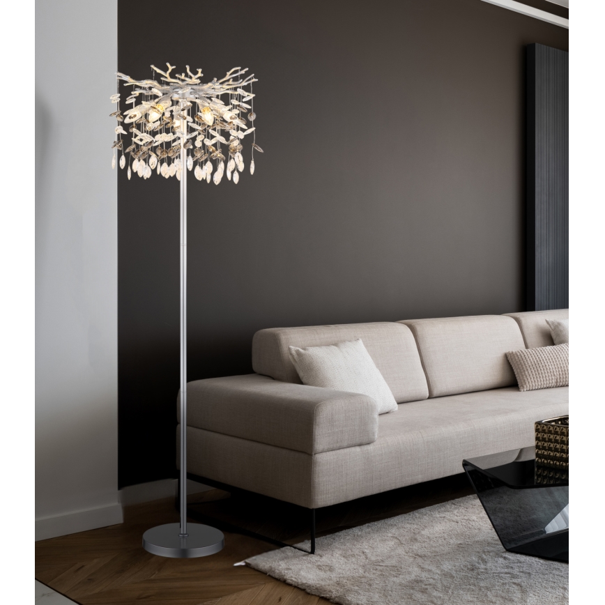 Globo - Vloerlamp 5xE14/40W/230V zilverkleurig