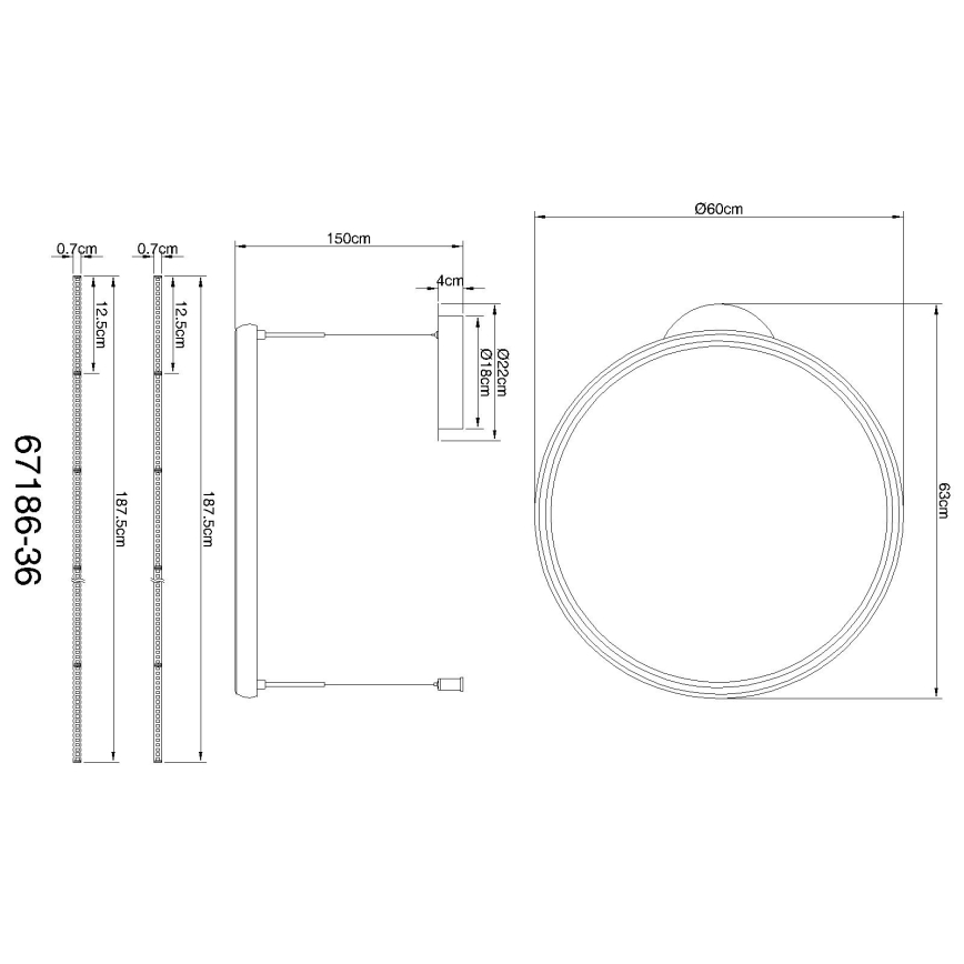 Globo - Dimbare LED hanglamp aan een koord LED/36W/230V 2700-6000K zwart + afstandsbediening
