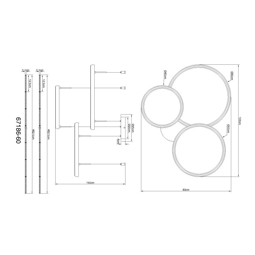 Globo - Dimbare LED hanglamp aan een koord LED/55W/230V 2700-6000K zwart + afstandsbediening
