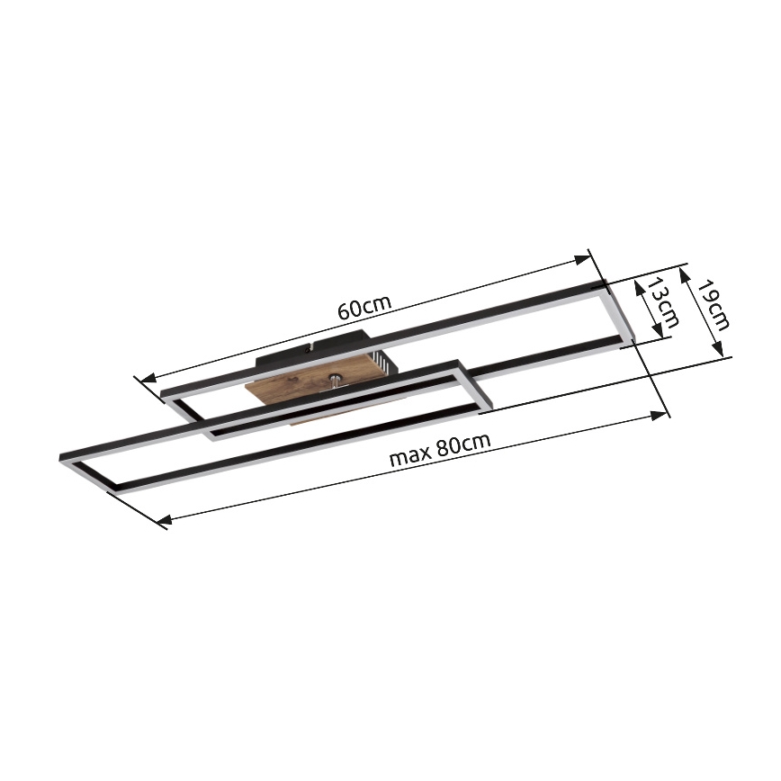 Globo - LED plafondlamp LED/30W/230V 3000K 60x80 cm zwart