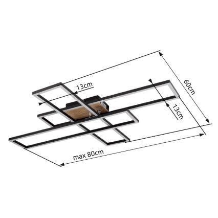 Globo - LED plafondlamp LED/40W/230V 3000K 60x80 cm zwart