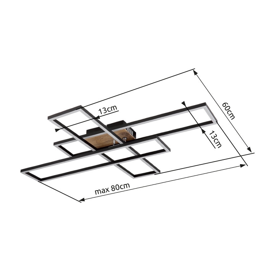 Globo - LED plafondlamp LED/40W/230V 3000K 60x80 cm zwart