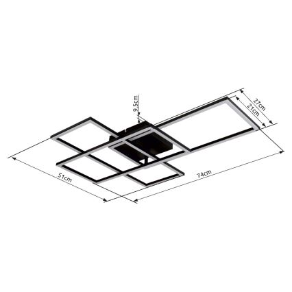 Globo - Dimbare LED Plafondlamp LED/40W/230V 2700-6500K 51x74 cm Wi-Fi Tuya + afstandsbediening