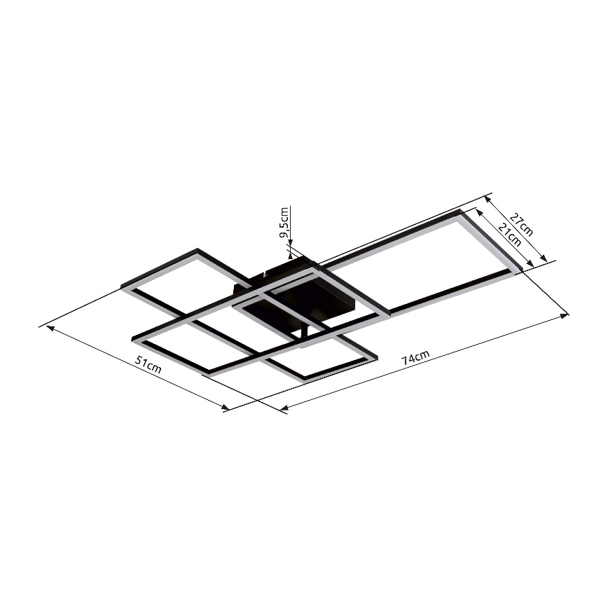 Globo - Dimbare LED Plafondlamp LED/40W/230V 2700-6500K 51x74 cm Wi-Fi Tuya + afstandsbediening
