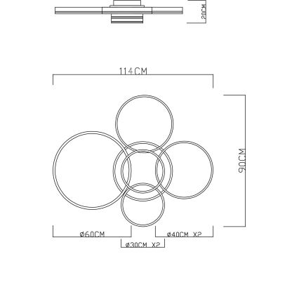 Globo - dimbare LED-plafondlamp LED/120W/230V 2700-6000K 90x114 cm + afstandsbediening